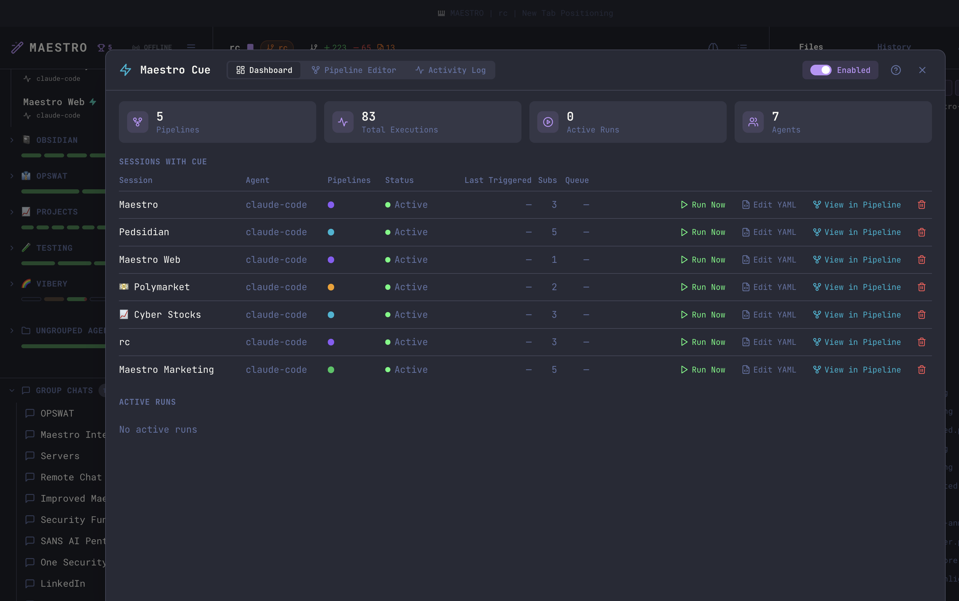 Cue Overview - Maestro
